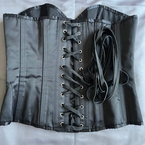 Corset Story Black Waist Training Overbust Corset Womens Size 34 Bones Longline - Picture 8 of 10